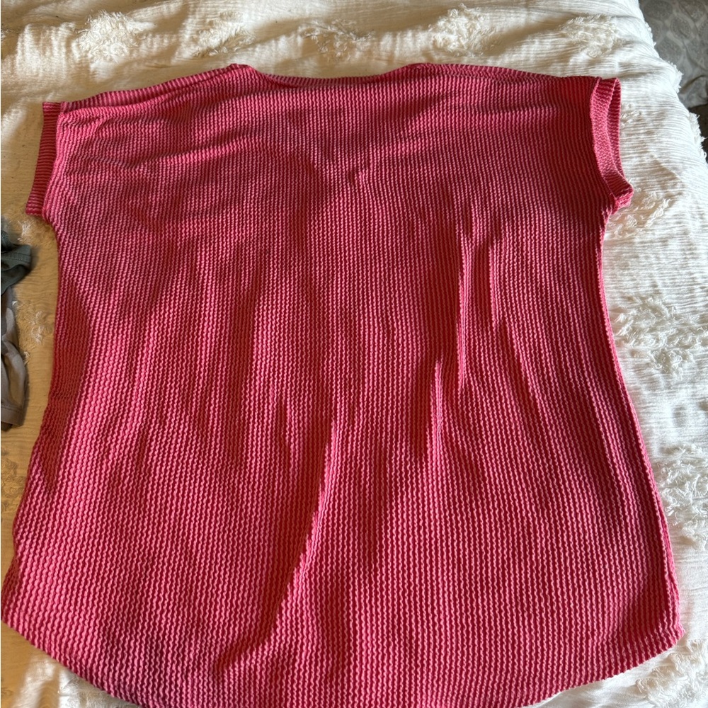 Women's Raspberry V-Neck Ribbed Knit Top - Picture 8 of 8